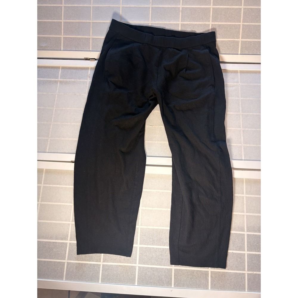 Women Eileen Fisher 100% wool elastic waist baggy wide leg pants Large